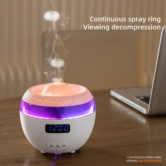 🌿GlowMist 5-in-1 Smart Diffuser & Clock – Essential Oil Humidifier with Flame Light Ambiance