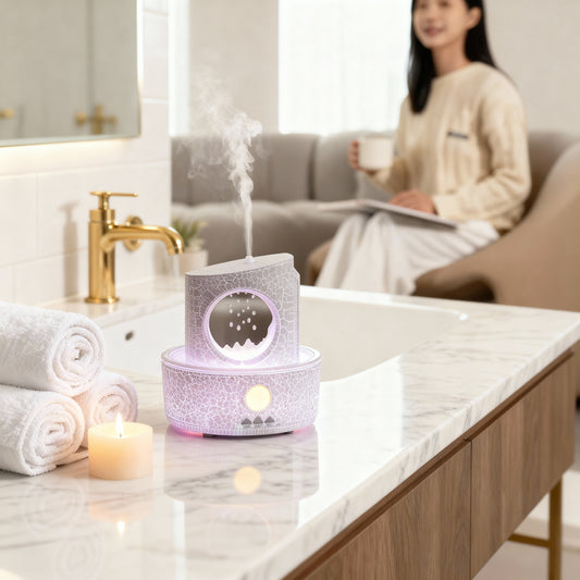 🌧️ZenCloud Rain Diffuser – Calming Mist & Ambient Light for Stress Relief