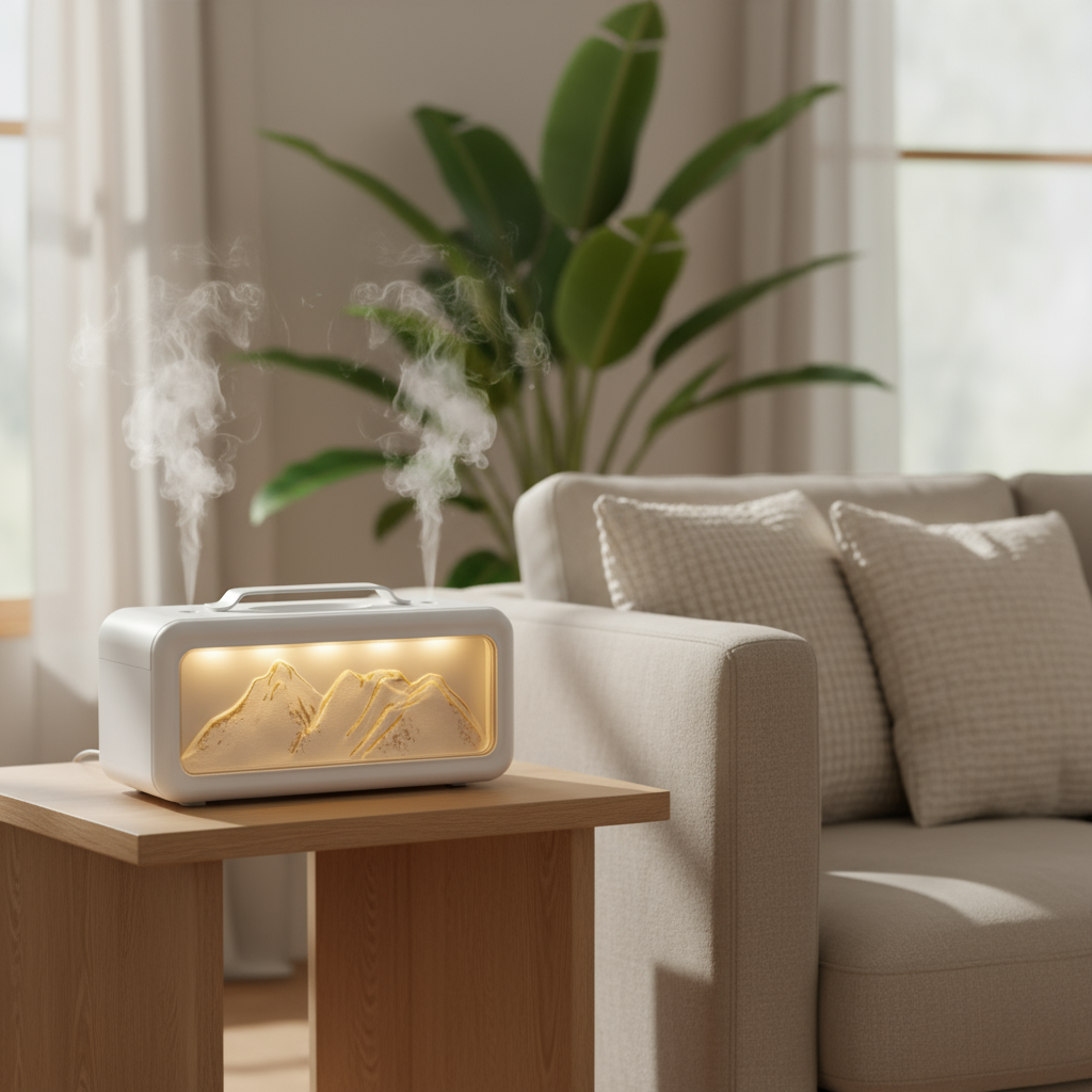 🌿 AlpineMist 600ml Dual Spray Humidifier – Snow Mountain Aroma Diffuser