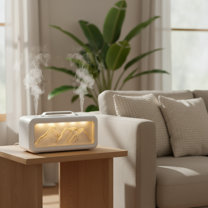 🌿 AlpineMist 600ml Dual Spray Humidifier – Snow Mountain Aroma Diffuser