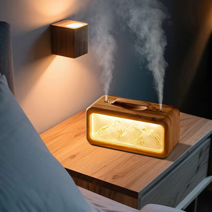 🌿 AlpineMist 600ml Dual Spray Humidifier – Snow Mountain Aroma Diffuser