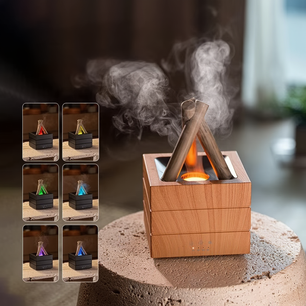🏕️ CampfireMist Flame Aroma Diffuser – Ultrasonic Humidifier with 7-Color Ambient Light & Auto Shut-Off