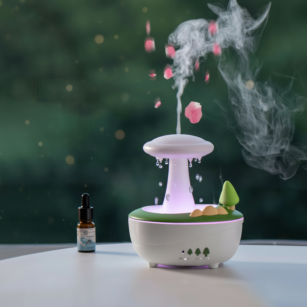 🌿 ForestMist Raindrop Aroma Diffuser & LED Humidifier