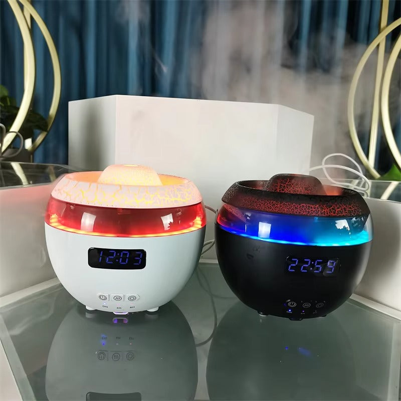 🌿GlowMist 5-in-1 Smart Diffuser & Clock – Essential Oil Humidifier with Flame Light Ambiance