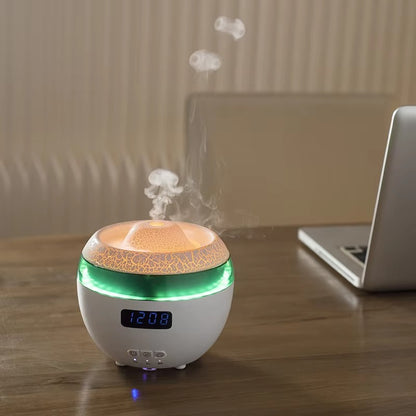 🌿GlowMist 5-in-1 Smart Diffuser & Clock – Essential Oil Humidifier with Flame Light Ambiance