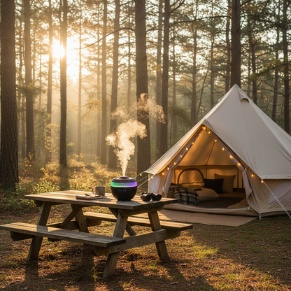 🌿GlowMist 5-in-1 Smart Diffuser & Clock – Essential Oil Humidifier with Flame Light Ambiance