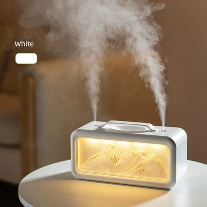 🌿 AlpineMist 600ml Dual Spray Humidifier – Snow Mountain Aroma Diffuser