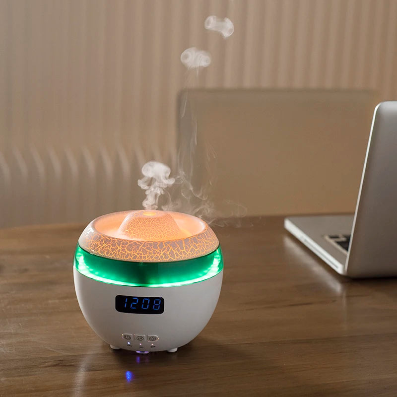 🌿GlowMist 5-in-1 Smart Diffuser & Clock – Essential Oil Humidifier with Flame Light Ambiance