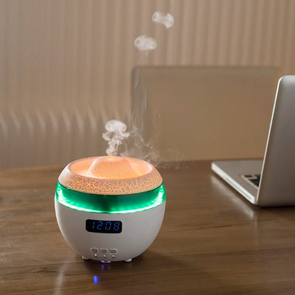 🌿GlowMist 5-in-1 Smart Diffuser & Clock – Essential Oil Humidifier with Flame Light Ambiance