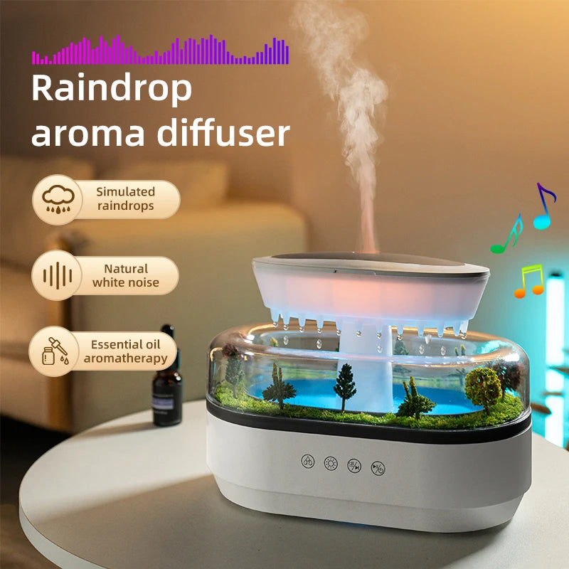 🌙 SleepWave Raindrop Humidifier – Essential Oil Diffuser with Calming Lights & Whisper-Quiet Mist