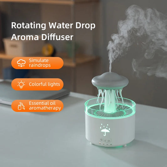 SereneDrop 3-in-1 Rotating Water Drop Aroma Diffuser with Remote Control