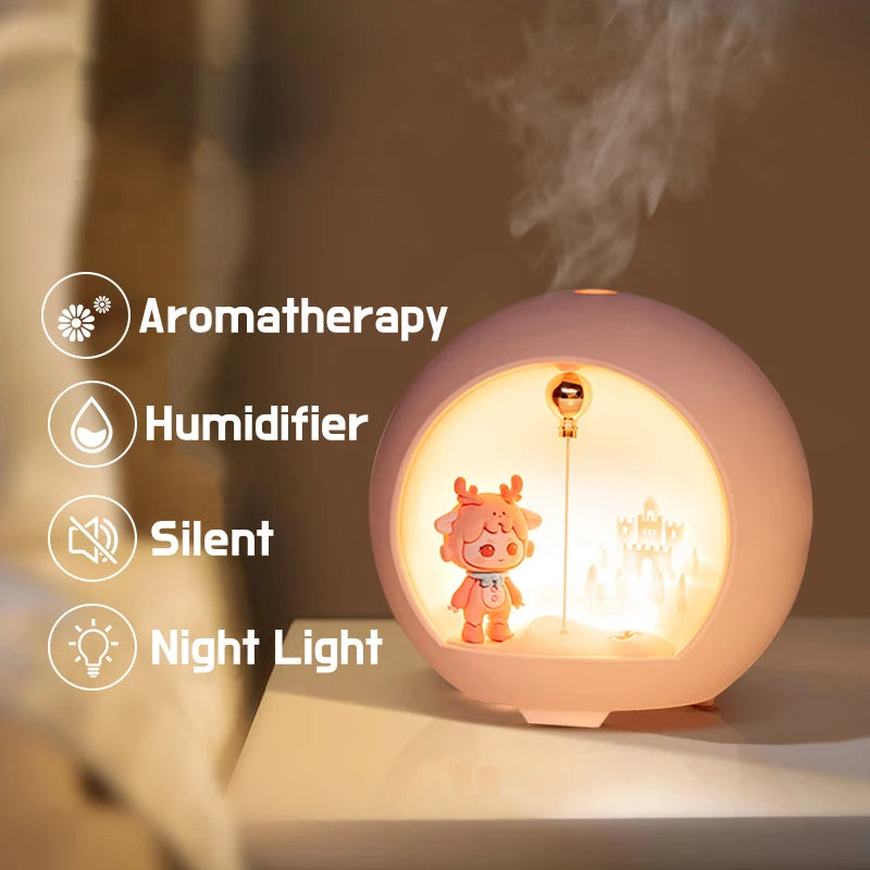 USB Aromatherapy Essential Oil Diffuser Mini Table Air Humidifier with Warm Lamp for Home Office Electric Fragrance Machine