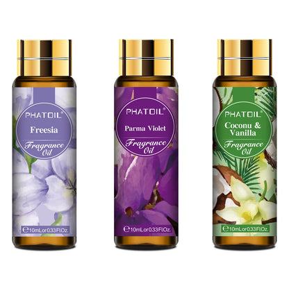 PHATOIL 3PCS Fragrance Oils Set - 10ml Coconut Vanilla,White Musk,Black Opiumm Aroma Essential Oil For Diffuser Aromatherapy