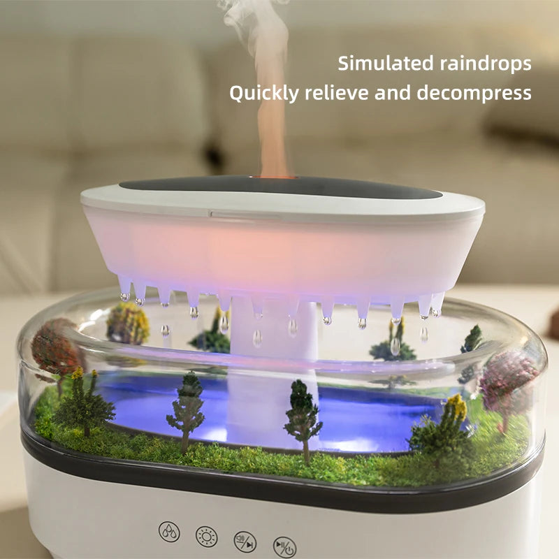 🌙 SleepWave Raindrop Humidifier – Essential Oil Diffuser with Calming Lights & Whisper-Quiet Mist