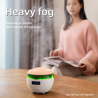 🌿GlowMist 5-in-1 Smart Diffuser & Clock – Essential Oil Humidifier with Flame Light Ambiance