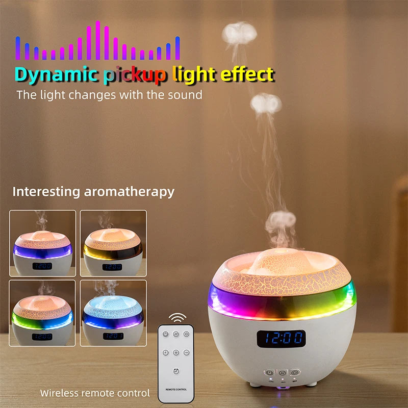 🌿GlowMist 5-in-1 Smart Diffuser & Clock – Essential Oil Humidifier with Flame Light Ambiance