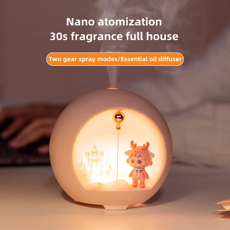 USB Aromatherapy Essential Oil Diffuser Mini Table Air Humidifier with Warm Lamp for Home Office Electric Fragrance Machine